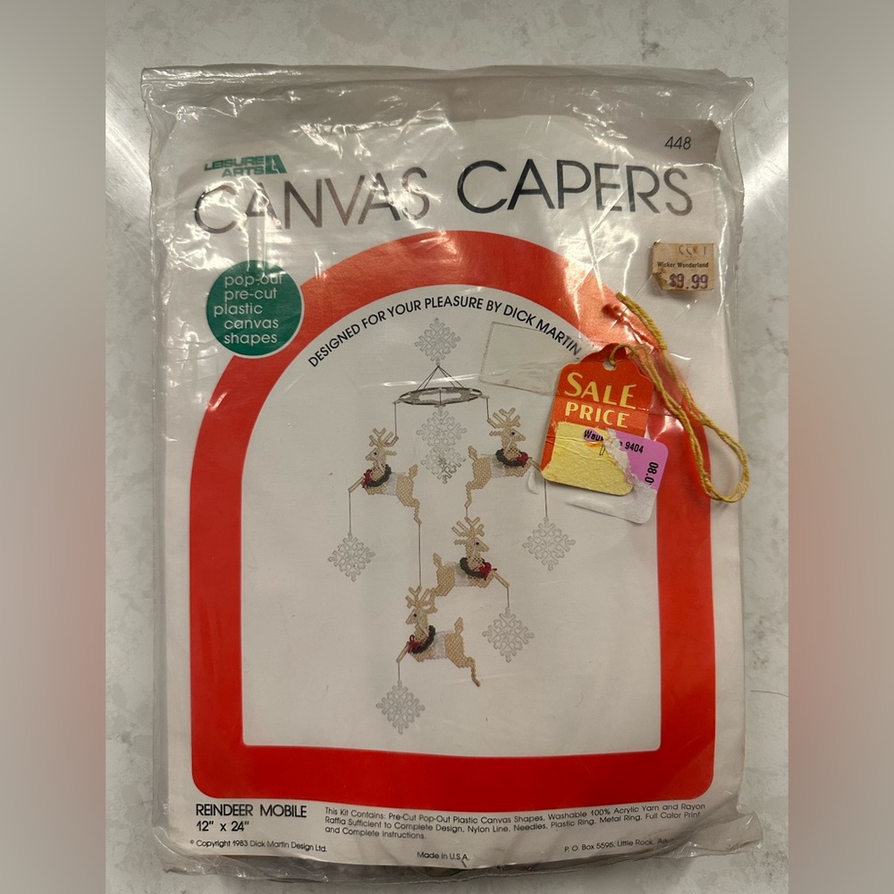 Vintage Canvas Capers Reindeer Mobile #448 Christmas‎ Dick Martin Holiday